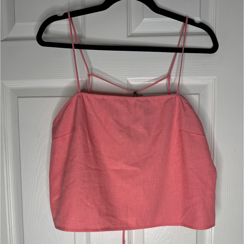 GIANNI BINI‎ NWT Stella Blouse Pop Pink Cropped Strappy Tank Size M